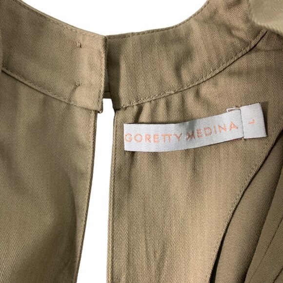 Goretty Medina Puff Sleeve Dress L Tan Mini Ruffle - Picture 4 of 12